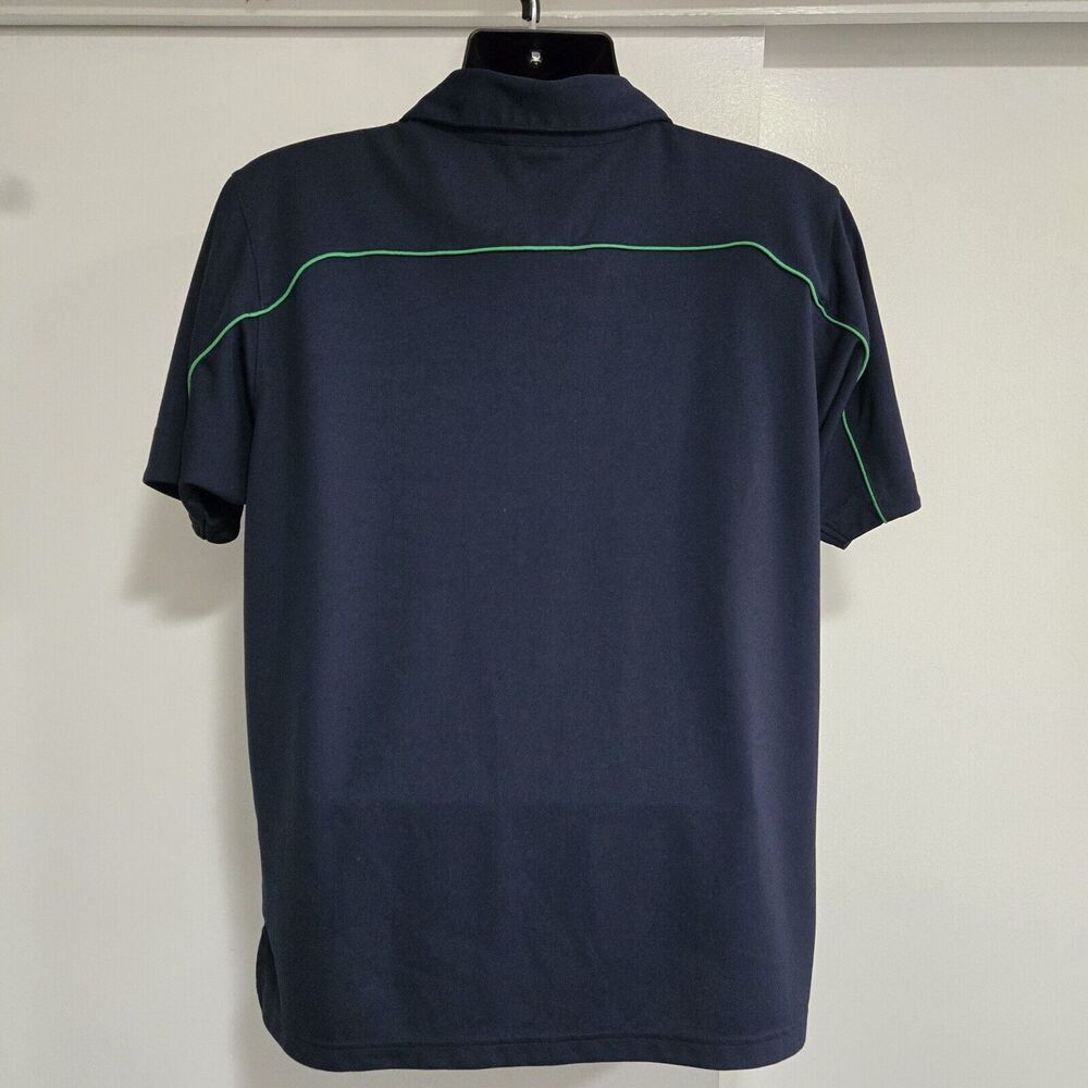 Notre Dame Size Men Medium Logo Navy Green Polyester Stretch Knit Polo Shirt - Picture 5 of 7
